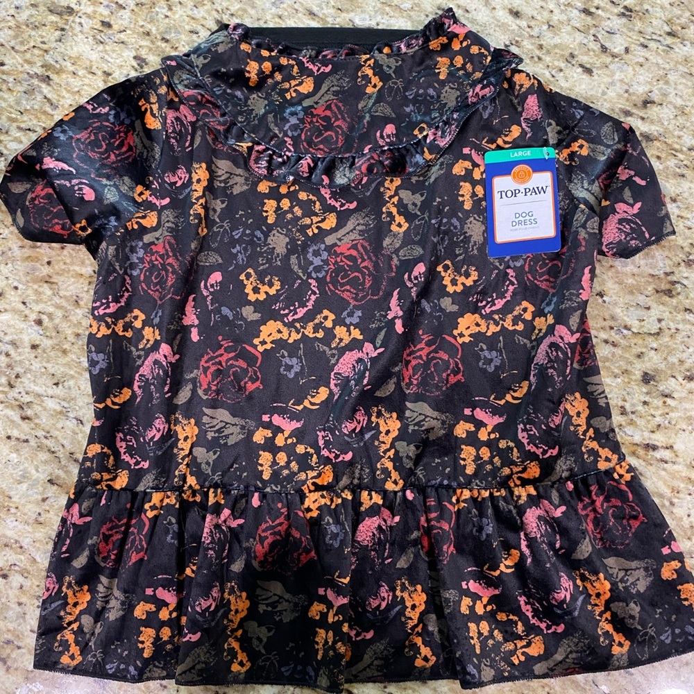 NWT Top Paw Dog Pet Dress Floral Velvet L